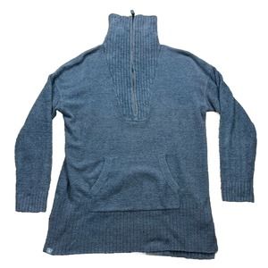 Barefoot Dreams Womens Medium Blue CozyChic Lite Half Zip Tunic BDWCL21476